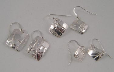 Collection of pressed wire rectangular earrings