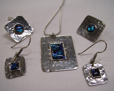 Paua shell on silver set