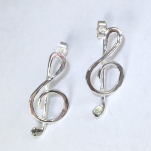 Silver treble clef earrings