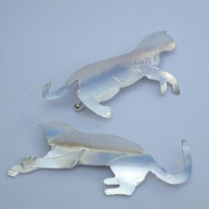 Silver cats brooches 