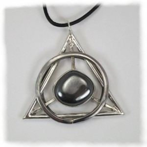 Iron, silver and hematite pendant