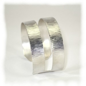 Bark pattern sterling silver  slot cuff