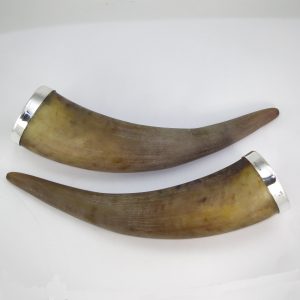 Silver rings or rims for cow horns - drinking vessels