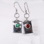 Silver navigation lantern earrings