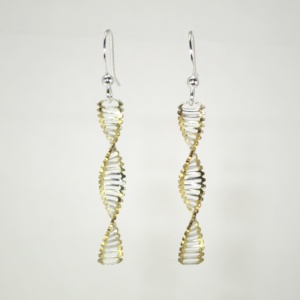 Silver DNA earrings with gold edges