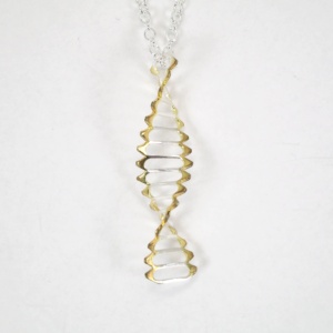 DNA silver pendant with gold edges
