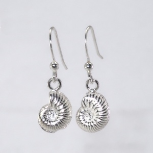 Tiny silver ammonite earrings