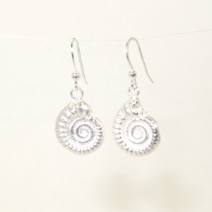 Large half width silver ammonite earring
