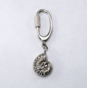 Silver ammonite keyfob keyring