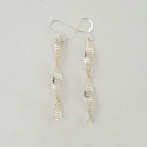 Narrow silver DNA earrings