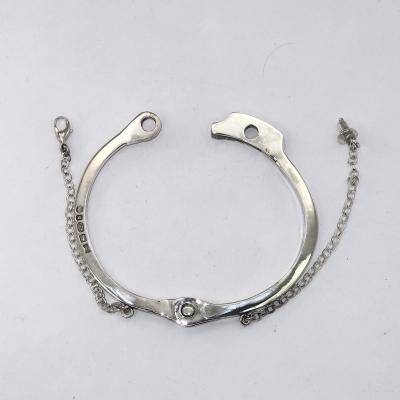 Solid silver decorative handcuff