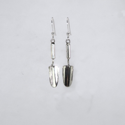 Silver gardening trowel earrings