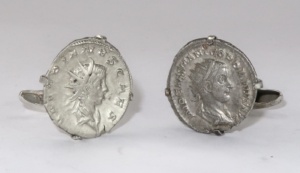 Roman coins mounted in silver cufflinks