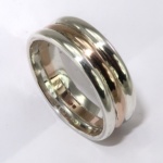 9ct red gold and silver ring
