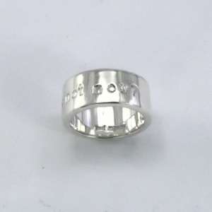 Punched and engraved silver ring