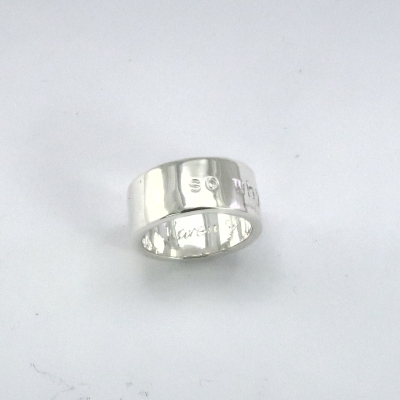 Punched and engraved silver ring