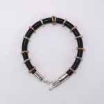 Leather and mixed metal bracelet