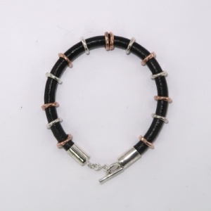 Leather and mixed metal bracelet