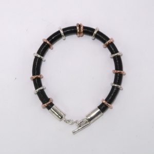 Leather and mixed metal bracelet