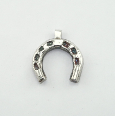 Silver horseshoe pendant - hoop