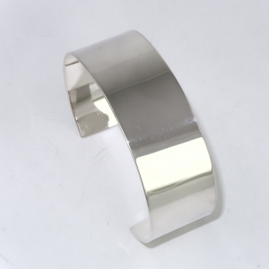 Broad silver band bracelet