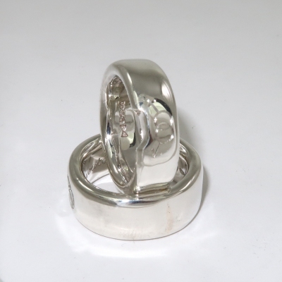 Large silver engraved wedding rings