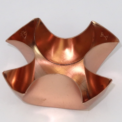Copper fold formed dish