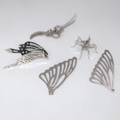 Silver butterfly ornament parts