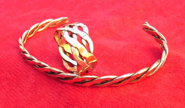 Interwoven copper/silver bracelet and ring